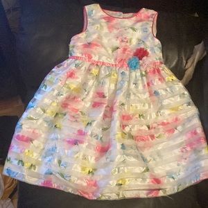 Special occasion, 4t girls dress short sleeve multicolor with flowers